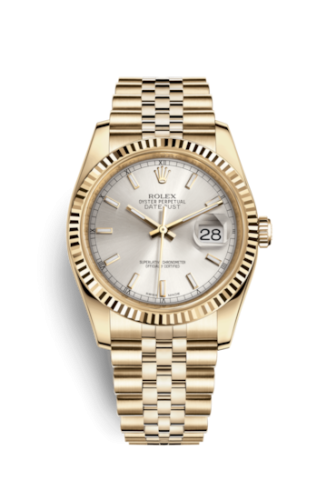 Rolex Datejust 36 Yellow Gold Fluted / Jubilee / Silver 116238-0071