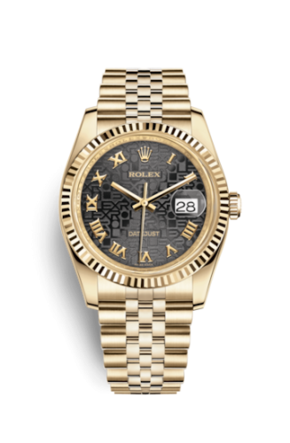 Rolex Datejust 36 Yellow Gold Fluted / Jubilee / Black Computer Roman 116238-0073
