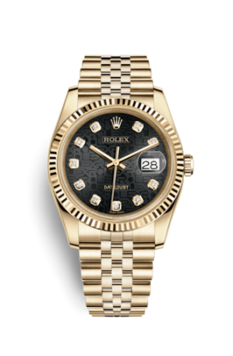 Rolex Datejust 36 Yellow Gold Fluted / Jubilee / Black Computer 116238-0078