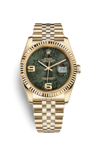 Rolex Datejust 36 Yellow Gold Fluted / Jubilee / Green Floral 116238-0085