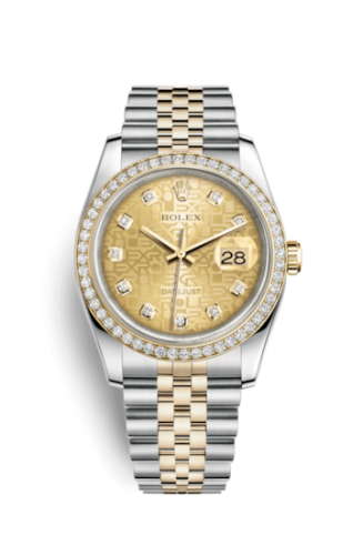 Rolex Datejust 36 Rolesor Yellow Diamond / Jubilee / Champagne Computer 116243-0004