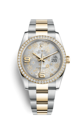Rolex Datejust 36 Rolesor Yellow Diamond / Oyster / Silver Floral 116243-0008