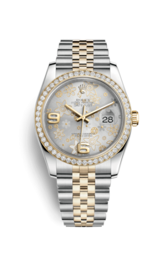Rolex Datejust 36 Rolesor Yellow Diamond / Jubilee / Silver Floral 116243-0011