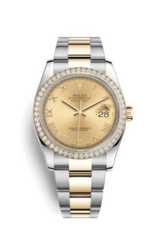 Rolex Datejust 36 Rolesor Yellow Diamond / Oyster / Champagne Roman 116243-0028