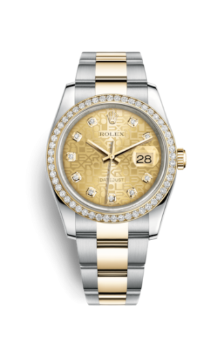 Rolex Datejust 36 Rolesor Yellow Diamond / Oyster / Champagne Computer 116243-0029
