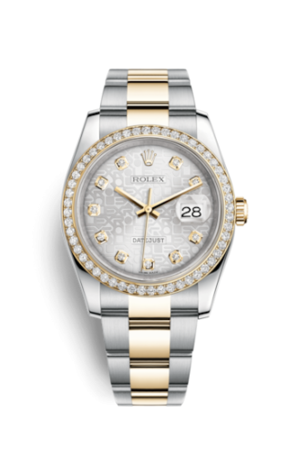 Rolex Datejust 36 Rolesor Yellow Diamond / Oyster / Silver Computer 116243-0035