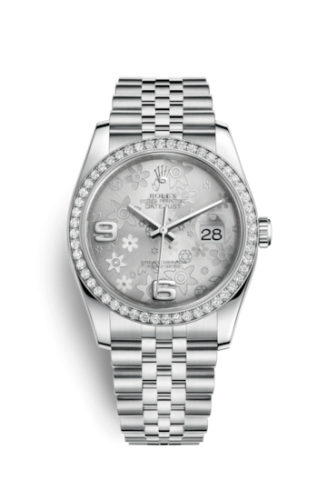 Rolex Datejust 36 Stainless Steel Diamond / Jubilee / Silver Floral 116244-0002