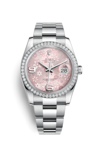 Rolex Datejust 36 Stainless Steel Diamond / Oyster / Pink Floral 116244-0007
