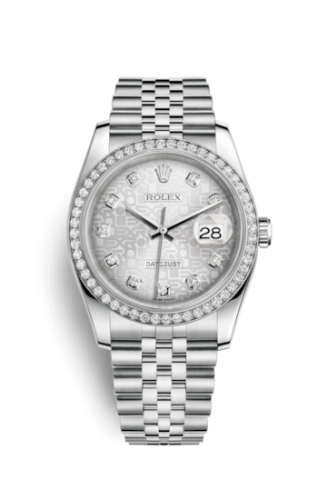 Rolex Datejust 36 Stainless Steel Diamond / Jubilee / Silver Computer 116244-0008