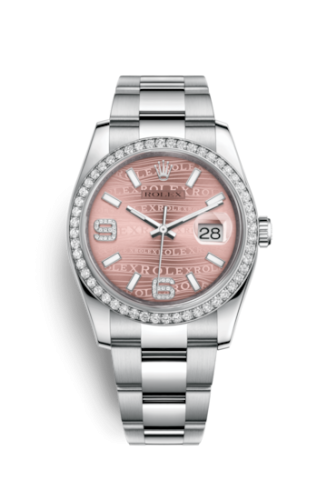 Rolex Datejust 36 Stainless Steel Diamond / Oyster / Pink Wave 116244-0039