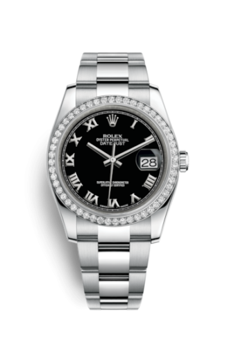Rolex Datejust 36 Stainless Steel Diamond / Oyster / Black Roman 116244-0040
