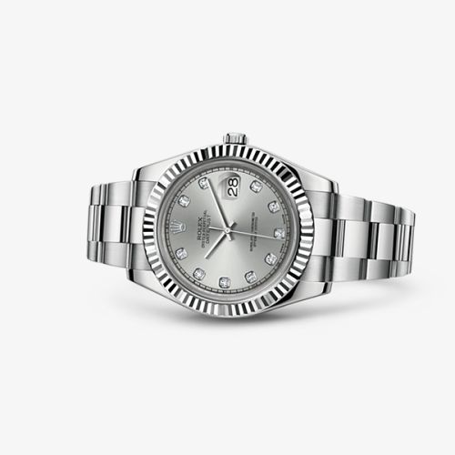 Rolex Datejust II Fluted Silver Diamonds 116334-0007
