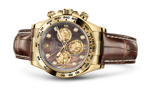 Rolex Cosmograph Daytona Yellow Gold / Black Mother of Pearl / Strap 116518-0073