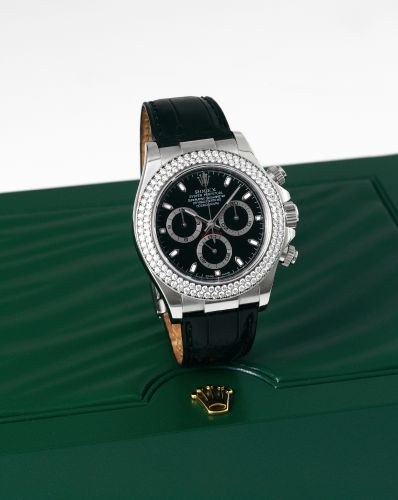 Rolex Daytona White Gold Double Row Strap Black 116589rbr-0001