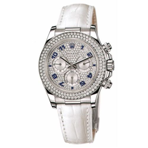 Rolex Daytona White Gold Double Row Strap Paved 116589rbr-0002