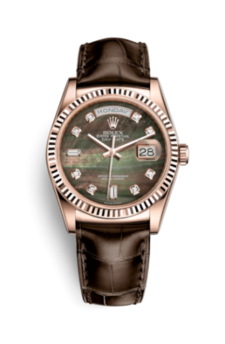 Rolex Day-Date 36 Everose / Strap / Black MOP 118135-0030