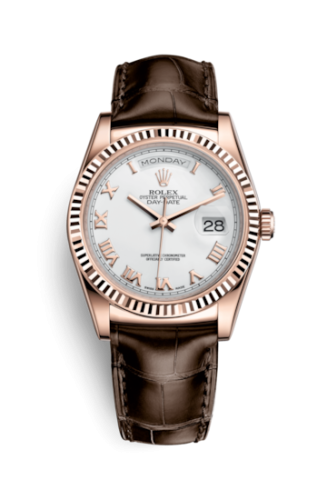 Rolex Day-Date 36 Everose / Strap / White Roman 118135-0064