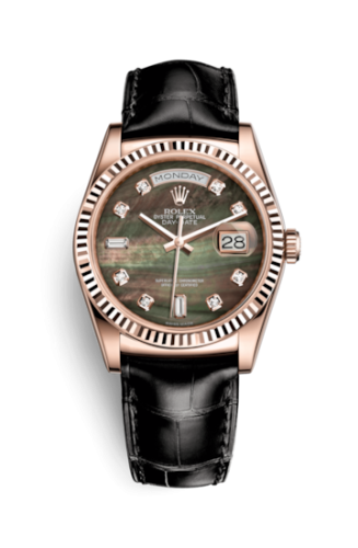 Rolex Day-Date 36 Everose / Strap / Black MOP 118135-0070