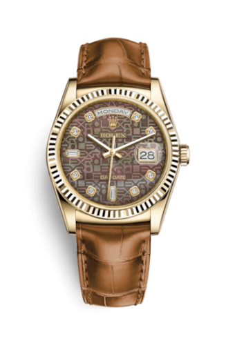 Rolex Day-Date 36 Yellow Gold / Strap / Black Computer Diamonds 118138-0018