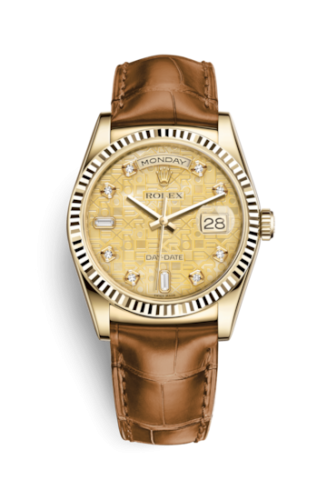 Rolex Day-Date 36 Yellow Gold Fluted / Strap / Champagne Computer 118138-0087