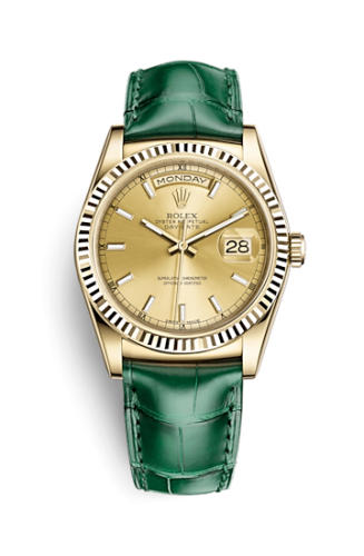 Rolex Day-Date 36 Yellow Gold Fluted / Strap / Champagne 118138-0125