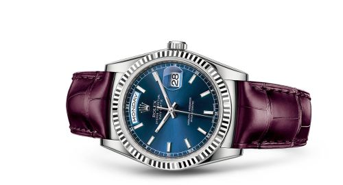 Rolex Day-Date 36 White Gold / Strap / Blue 118139-0026