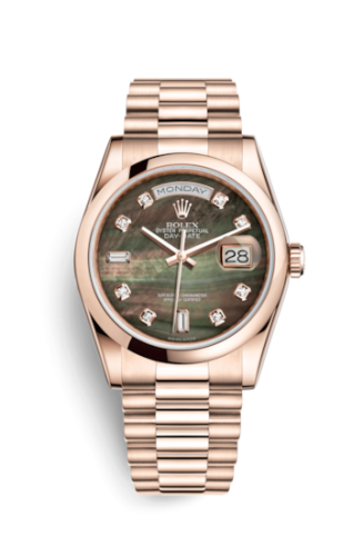 Rolex Day-Date 36 Everose Domed / President / Black MOP 118205f-0005