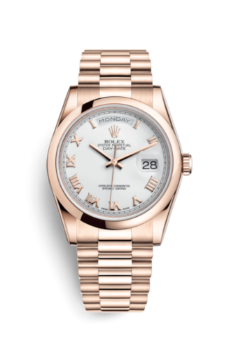 Rolex Day-Date 36 Everose Domed / President / White Roman 118205f-0016