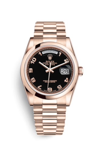 Rolex Day-Date 36 Everose Domed / President / Black Arabic 118205f-0018