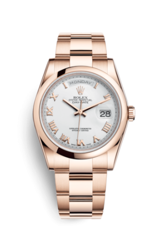 Rolex Day-Date 36 Everose Domed / Oyster / White Roman 118205f-0053