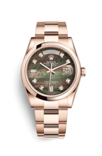 Rolex Day-Date 36 Everose Domed / Oyster / Black MOP 118205f-0057