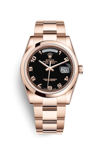 Rolex Day-Date 36 Everose Domed / Oyster / Black Arabic 118205f-0059