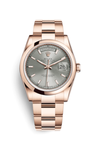 Rolex Day-Date 36 Everose Domed / Oyster / Rhodium 118205f-0126