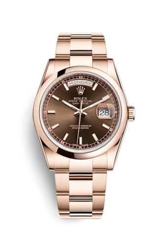 Rolex Day-Date 36 Everose Domed / Oyster / Chocolate 118205f-0127