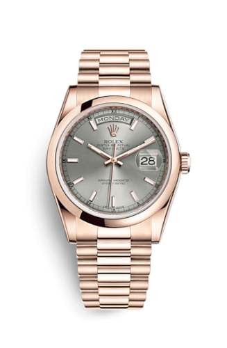 Rolex Day-Date 36 Everose Domed / President / Rhodium 118205f-0137