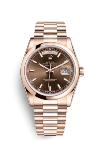 Rolex Day-Date 36 Everose Domed / President / Chocolate 118205f-0142