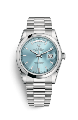 Rolex Day-Date 36 Platinum Domed / President / Ice Blue 118206-0040
