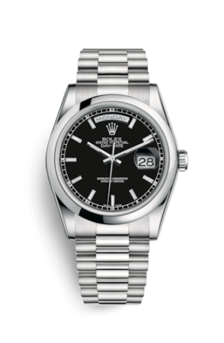 Rolex Day-Date 36 Platinum Domed / President / Black 118206-0042