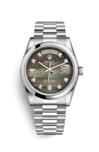 Rolex Day-Date 36 Platinum Domed / President / Black MOP 118206-0043
