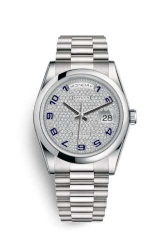 Rolex Day-Date 36 Platinum Domed / President / Paved 118206-0085