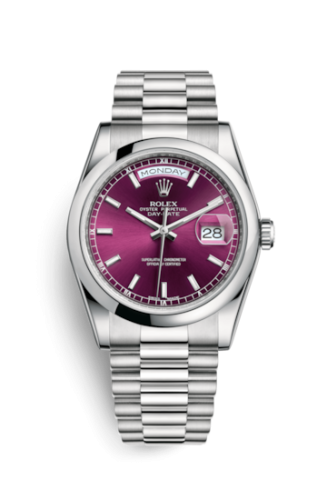 Rolex Day-Date 36 Platinum Domed / President / Cherry 118206-0121