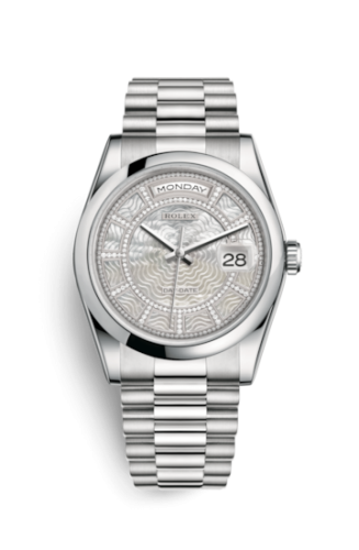 Rolex Day-Date 36 Platinum Domed / President / MOP Carousel 118206-0122