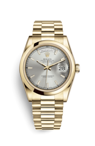 Rolex Day-Date 36 Yellow Gold Domed / President / Silver 118208-0066