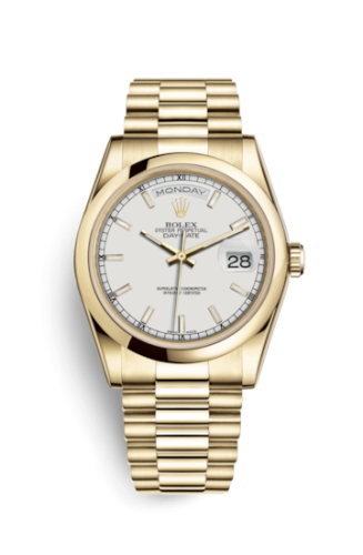 Rolex Day-Date 36 Yellow Gold Domed / President / White 118208-0068