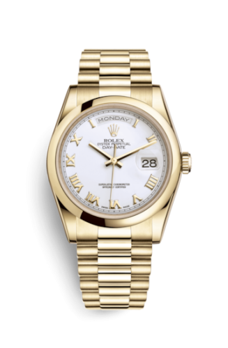 Rolex Day-Date 36 Yellow Gold Domed / President / White Roman 118208-0072