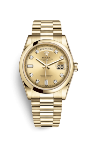 Rolex Day-Date 36 Yellow Gold Domed / President / Champagne Diamond 118208-0080