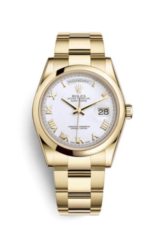Rolex Day-Date 36 Yellow Gold Domed / Oyster / White Roman 118208-0087
