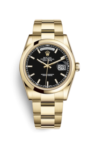 Rolex Day-Date 36 Yellow Gold Domed / Oyster / Black 118208-0095