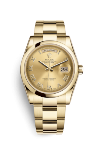 Rolex Day-Date 36 Yellow Gold Domed / Oyster / Champagne 118208-0105