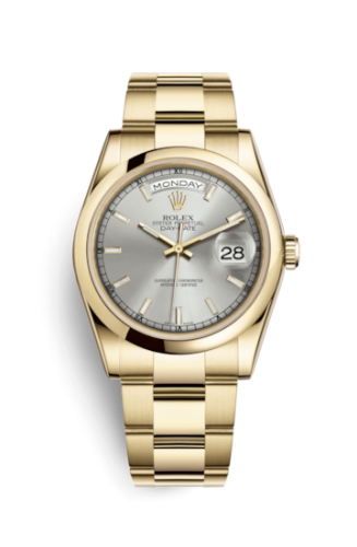 Rolex Day-Date 36 Yellow Gold Domed / Oyster / Silver 118208-0106